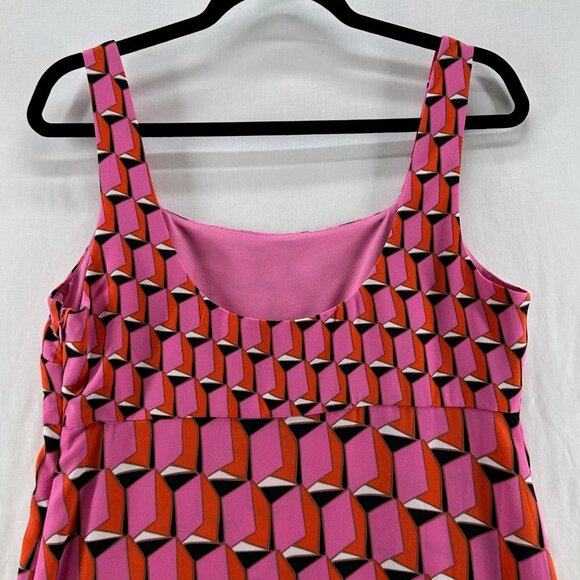Diane Von Furstenberg Mini Shift Dress Sz S Sleeveless Squareneck Geometric Pink - Picture 5 of 16